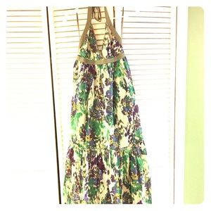 Beautiful floral pattern halter maxi dress